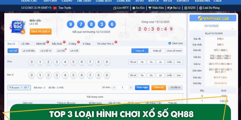 Danh sách loại hình xổ số QH88 đang được yêu thích nhất